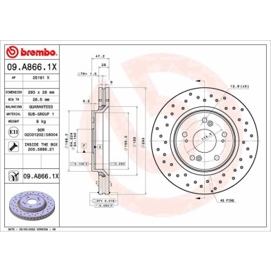 Bremsscheibe VA | HONDA CR-V 06 | 09.A866.1X