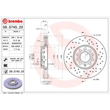 Bremsscheibe VA Xtra | AUDI 100,A4,A6,VW,SEAT,SKODA 98 | 09.5745.2X