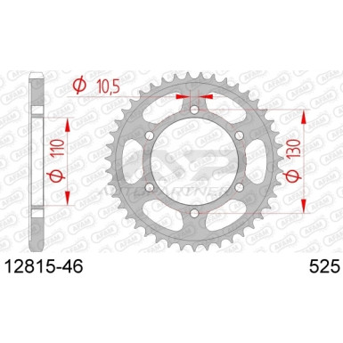 AFAM Kettenrad STAHL 46 Zähne | für 525 | 12815-46