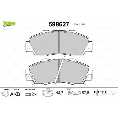 VALEO Bremsbeläge | 598627