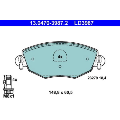 Bremsbelagsatz Ford P. Mondeo 1.8-3.0 00-07 Keramik | 13.0470-3987.2