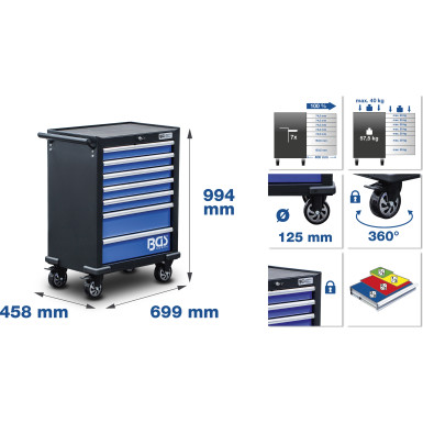 BGS Werkstattwagen | 7 Schubladen | mit 263 Werkzeugen | 4207