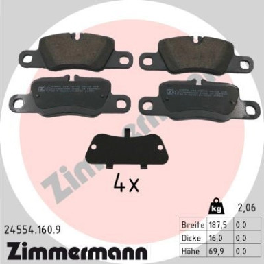 ZIMMERMANN Bremsbelagsatz, Scheibenbremse | 24554.160.9