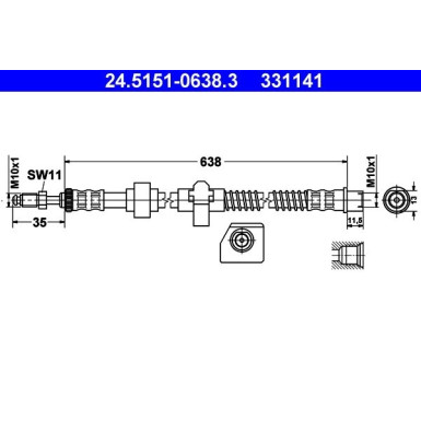 ATE Bremsschlauch | 24.5151-0638.3
