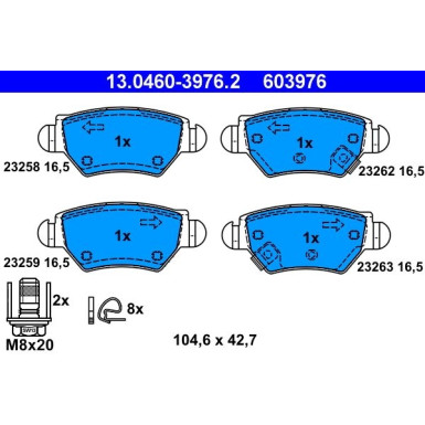 Bremsbelagsatz Opel T. Astra/Zafira 1,2-2,2 98-09 | 13.0460-3976.2