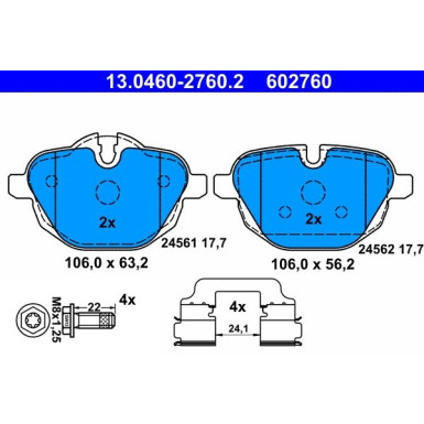 Bremsbelagsatz Bmw T. F10/F11 520-530 10-/F25 X3 10 | 13.0460-2760.2