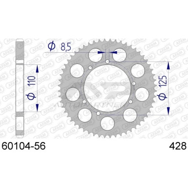 AFAM Kettenrad ALU 56 Zähne | für 428 | 60104-56