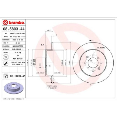 86 482 017 Bremsscheibe HA | HONDA Civic 01 | 08.5803.41