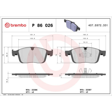 BREMBO Bremsklötze VA | VOLVO XC60 08 | P 86 026