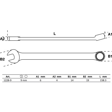 BGS Maul-Ringschlüssel | extra lang | SW 9 mm | 1228-9