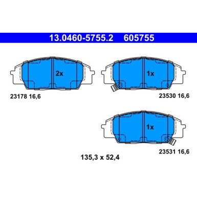 Bremsbelagsatz Honda P. Civic 1.4-2.0 01-12 | 13.0460-5755.2