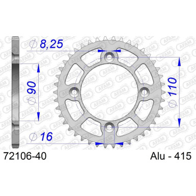 AFAM Kettenrad ALU 40 Zähne | für 415 | 72106-40