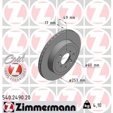 ZIMMERMANN Bremsscheibe | 540.2490.20