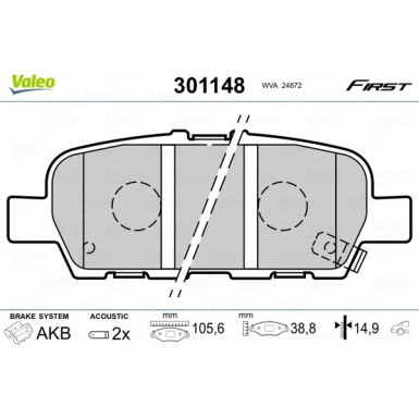 VALEO Bremsbeläge | 301148