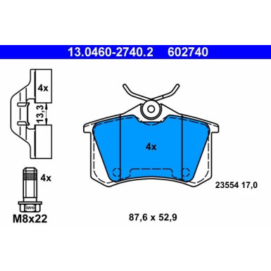 Bremsbelagsatz Citroen T. C2/C3/C4/C8/Ds3/Ds4/Xsara 00 | 13.0460-2740.2