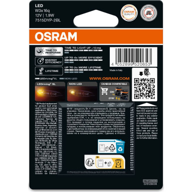 W21/5W LEDriving SL Amber 12V Blister 2 Stück OSRAM