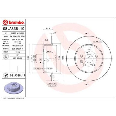 82 482 027 Bremsscheibe HA | TOYOTA Avensis 97 | 08.A338.11