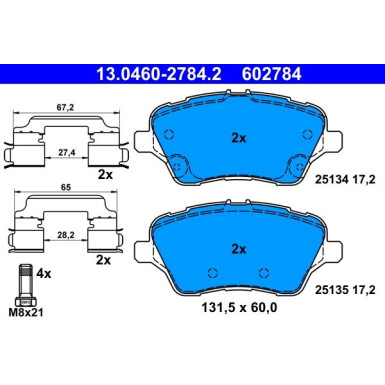 Bremsbelagsatz Ford P. B-Max/Transit 1.0/1.5-1.6 Tdci 12 | 13.0460-2784.2