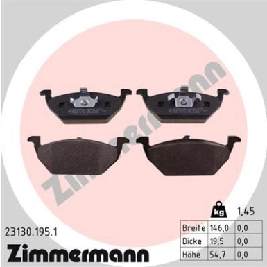 ZIMMERMANN Bremsbeläge | 23130.195.1