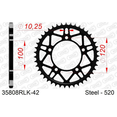 AFAM Kettenrad STAHL | für 520 | 35808RLK-42