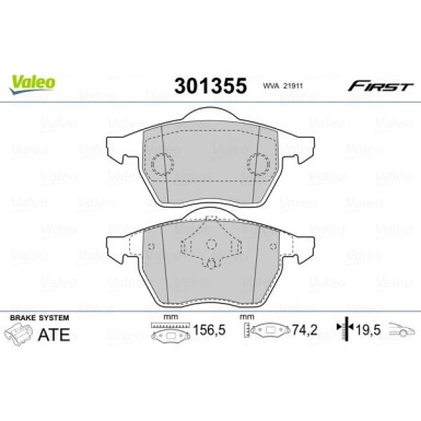 VALEO Bremsbeläge | 301355