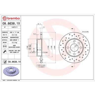 Bremsscheibe VA Xtra | OPEL Corsa 00 | 08.8638.1X