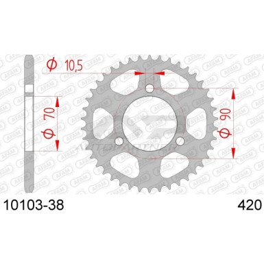 AFAM Kettenrad STAHL 38 Zähne | für 420 | 10103-38