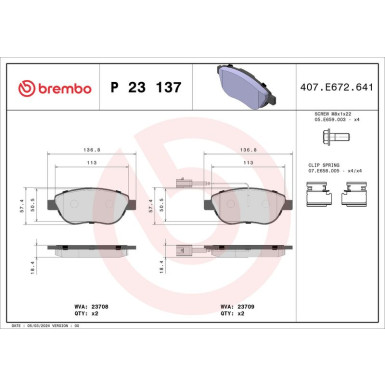 BREMBO Bremsklötze VA | FIAT Bravo, Doblo OPEL Combo 06 | P 23 137X