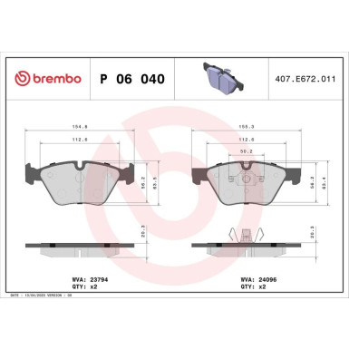 BREMBO Bremsklötze Xtra VA | BMW 1, 3 03-13 | P 06 040X