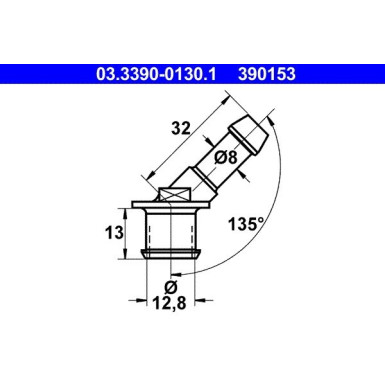 Anschlussstutzen, Schlauchleitung | 03.3390-0130.1