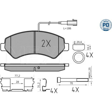 Bremsbelagsatz Fiat P. Ducato 06- Adowno— 1600Kg | 025 244 6619-1/PD