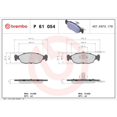 BREMBO Bremsklötze VA | CITROEN Saxo PEUGEOT 106, 306 93-04 | P 61 054