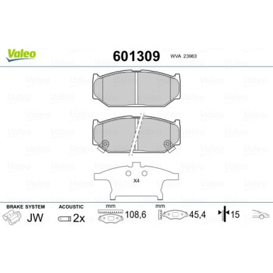 VALEO Bremsbeläge | 601309