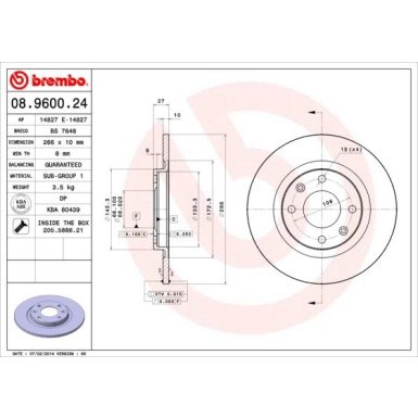 70 481 036 Bremsscheibe VA | CITROEN BX 85 | 08.9600.24