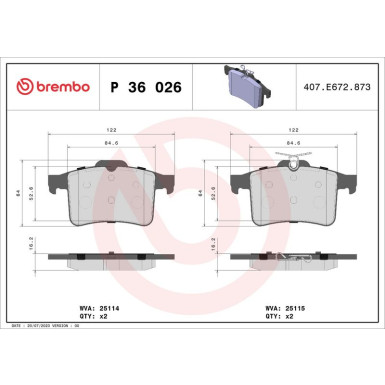 BREMBO Bremsklötze HA | JAGUAR XJ,XK 09 | P 36 026