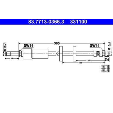 ATE Bremsschlauch | 83.7713-0366.3