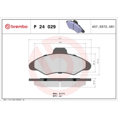 BREMBO Bremsklötze VA | FORD Escort, Orion 90-02 | P 24 029