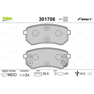 VALEO Bremsbeläge | 301706