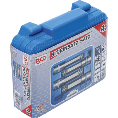 BGS Bit-Einsatz-Satz | Antrieb Innenvierkant 12,5 mm (1/2"""") | T-Profil (für Torx) mit Bohrung | 4-tlg | 5103