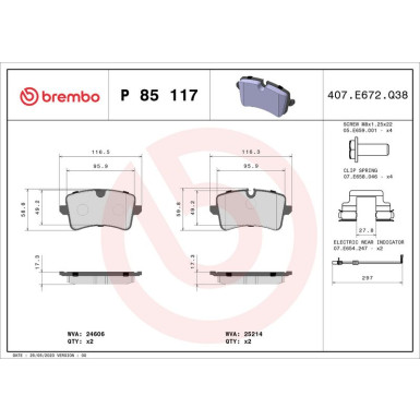 BREMBO Bremsklötze HA | AUDI A8 09 | P 85 117