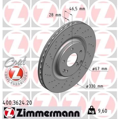 ZIMMERMANN Bremsscheibe | 400.3624.20