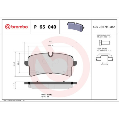 BREMBO Bremsklötze HA | PORSCHE Macan 14 | P 65 040