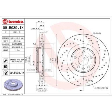 Bremsscheibe VA Xtra | AUDI A4,A5,Q5 07 | 09.B039.1X