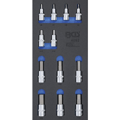 BGS Werkstattwageneinlage 1/3: Bit-Einsatz-Satz | Innensechskant | 12,5 mm (1/2"""") | 12-tlg | 4092