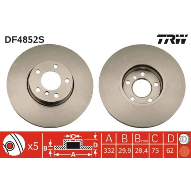 Bremsscheibe Bmw S. E70 X5 07 | DF4852S