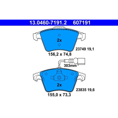 Bremsbelagsatz Vw P. Touareg 2.5-6.0 02-10 | 13.0460-7191.2