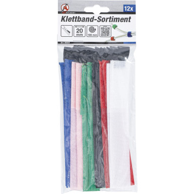 BGS Klettband-Sortiment | 20 x 190 mm | 12-tlg | 80825