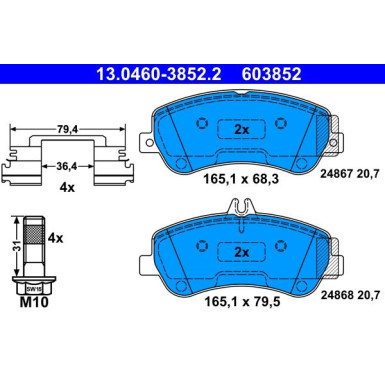 Bremsbelagsatz Db P. X204 2,0 3,5 08-15 | 13.0460-3852.2