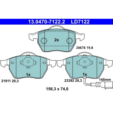 Bremsbelagsatz Sitz P. Leon/Toledo 1,4-2,8 98-06 Keramik | 13.0470-7122.2