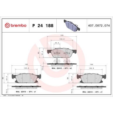 BREMBO Bremsklötze VA | FORD Galaxy, S-Max 15 | P 24 188